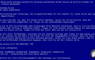 #finance_bluescreen syntax_error - Zu Deutsch: Sie wurden beschissen beraten!