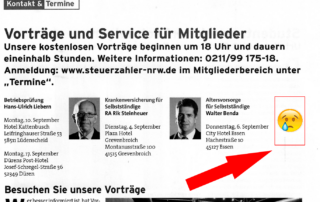 2018-07 Magazin Bund der Steuerzahler - Seminareinladung Walter Benda ohne Bild