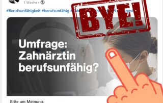 Versicherungsmakler zeigt Zahnarzt-Kunden den Stinkefinger