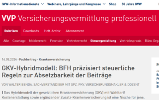 Fachbeitrag IWW zur steuerlichen Absetzbarkeit der KV