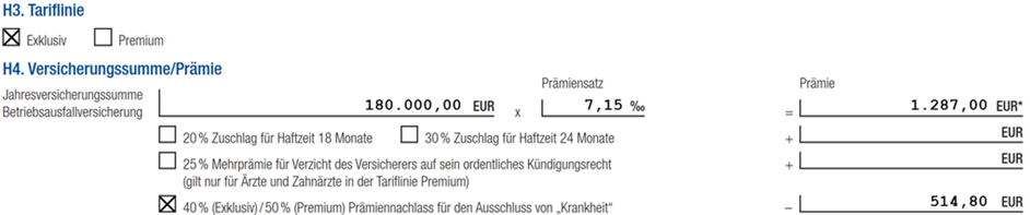 KTG - Inter Praxisausfallversicherung Beispiel