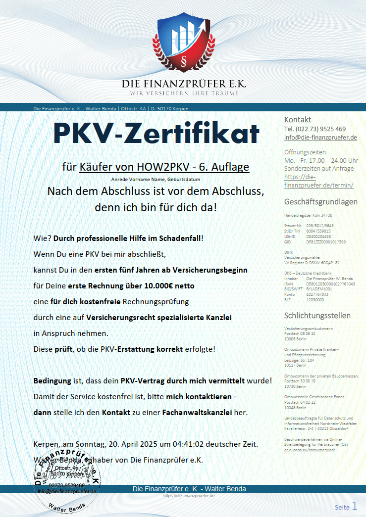 PKV-Zertifikat HOW2PKV 6. Auflage