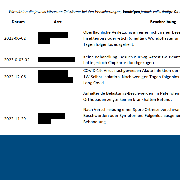 Risikovoranfrage - Vollständig 