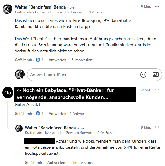 2025-09-26 Goldrente - Kritische Kommentare auf LinkedIn